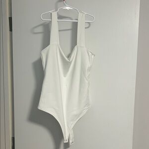 Abercrombie & Fitch White Wide-Strap Bodysuit